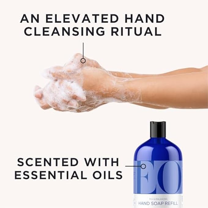EO LIQUID HAND SOAP REFILL, 32 OUNCE (PACK OF 2), FRENCH LAVENDER, ORGANIC PLANT-BASED GENTLE CLEANSER WITH PURE ESSENTIAL OILS - Image 2